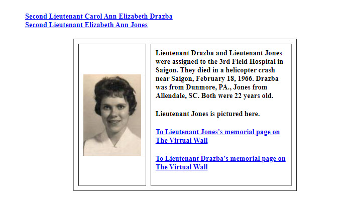 American Women who died in Vietnam War