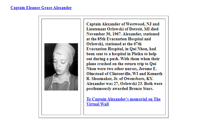 American Women who died in Vietnam War