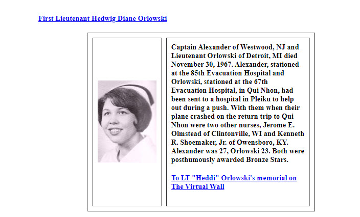 American Women who died in Vietnam War