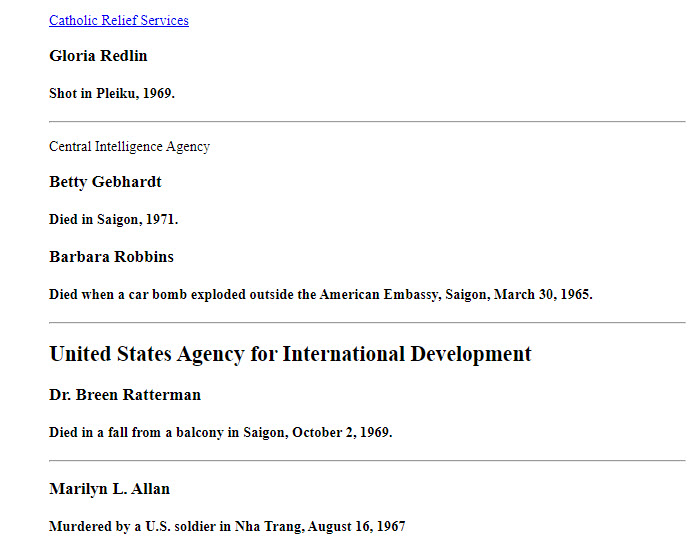 American Women who died in Vietnam War